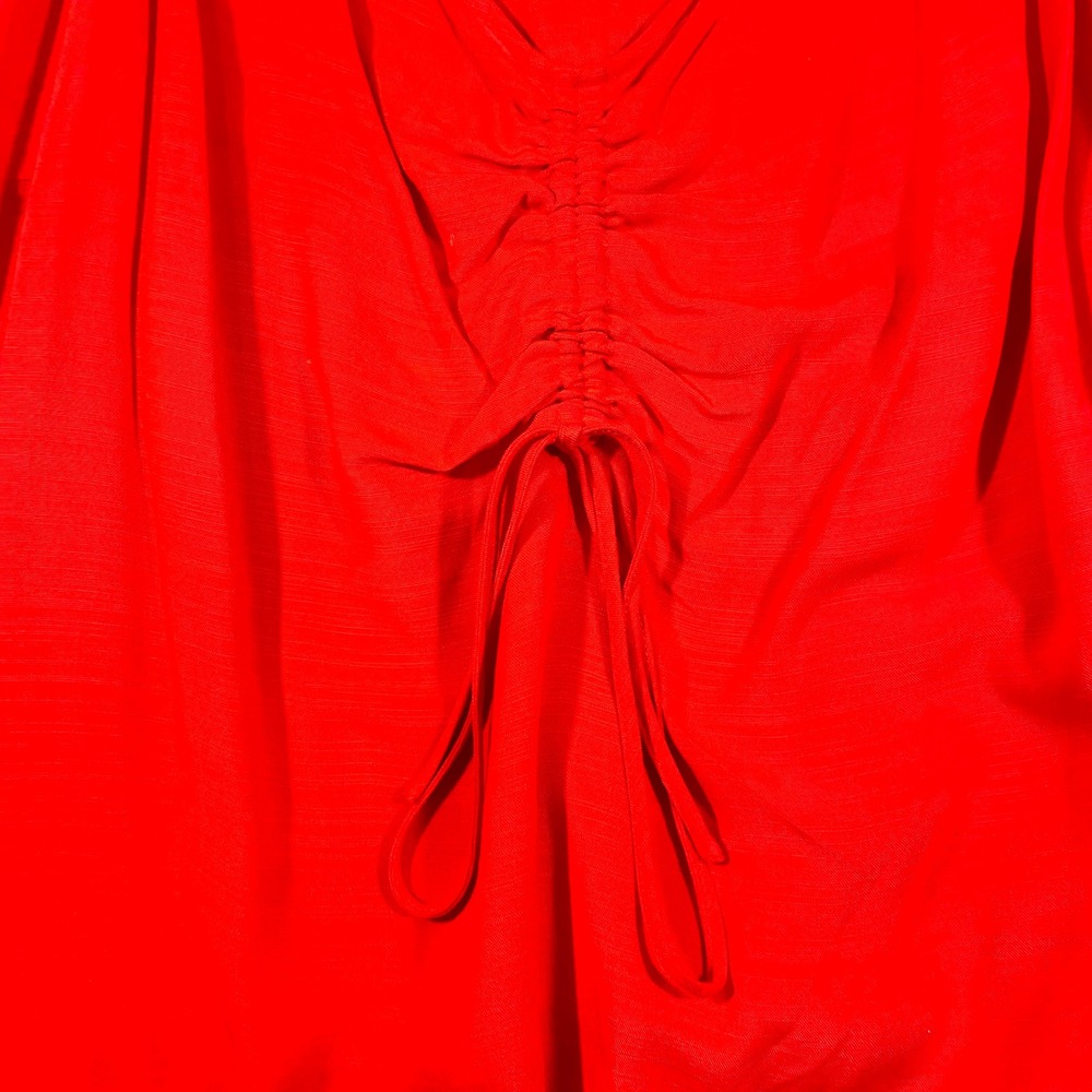 Ava & Viv Camisole Women 4X Red Ruched Drawstring V-Neck Adjustable Straps - Picture 5 of 15